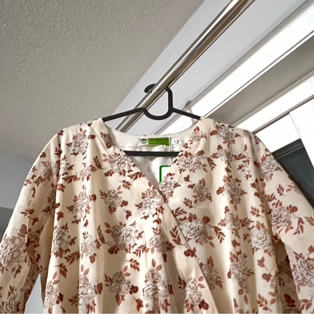 New with tags, Floral midi/maxi dress, tiered,Medium, printed, tan, brown - Picture 6 of 11